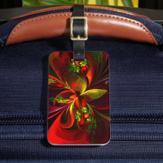 Etiqueta De Bagagem Padrão de Abstrato Floral Verde Moderno #05