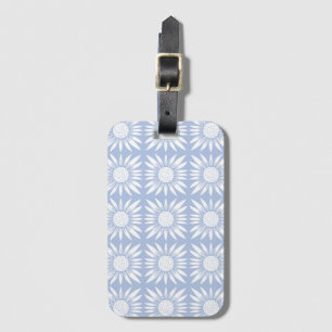 Etiqueta De Bagagem Padrão de Azulejo Branco Azul Girassóis