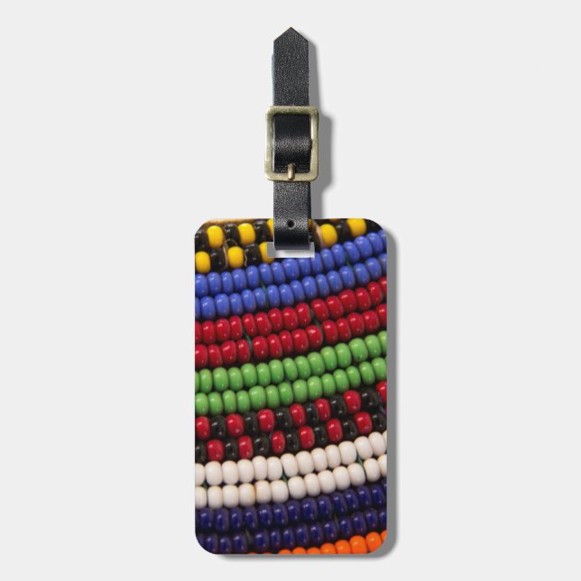 Etiqueta De Bagagem Padrão de Bead Tribal Massai (Frente Vertical)