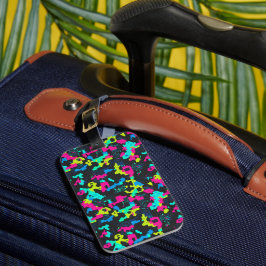 Etiqueta De Bagagem Padrão de Camuflagem Neon