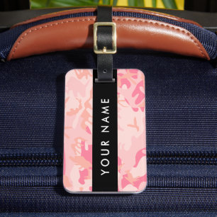 Etiqueta De Bagagem Padrão de Camuflagem Rosa, Seu nome, Personalize