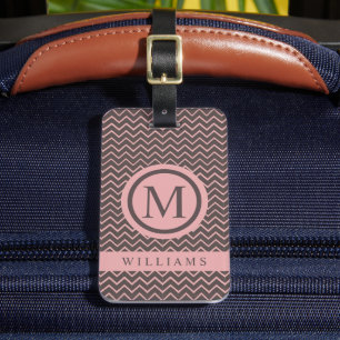 Etiqueta De Bagagem Padrão de Cevon Rosa Pink Castanho Personalizado