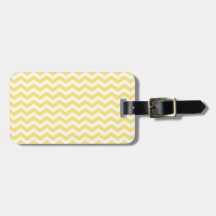 Etiqueta De Bagagem Padrão de Chevron Amarelo Limão e Branco