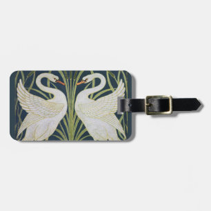Etiqueta De Bagagem Padrão de Cisnes Art Nouveau: Impressão de Cisne d