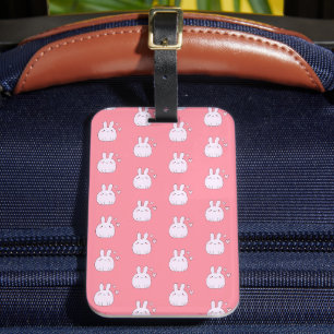Etiqueta De Bagagem Padrão de coelhinhos cor-de-rosa