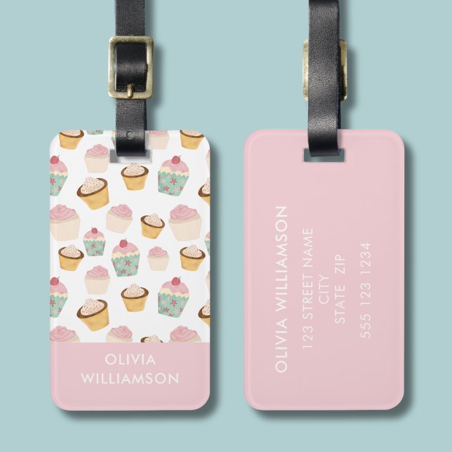 Etiqueta De Bagagem Padrão de Cupcake  (Cupcake pattern personalized luggage tag)