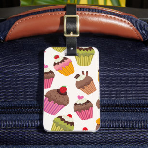Etiqueta De Bagagem Padrão de cupcake, Padrão de Muffin, Chocolate, Co