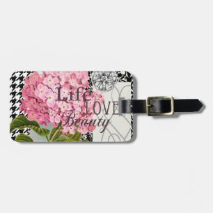 Etiqueta De Bagagem Padrão de Damasco Floral Decor Precioso