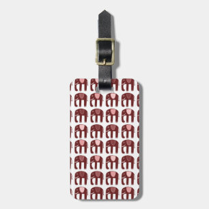 Etiqueta De Bagagem Padrão de elefantes vermelhos cor-de-rosa-branca 