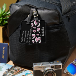 Etiqueta De Bagagem Padrão de Esporte Volei de Praia Rosa