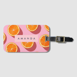 Etiqueta De Bagagem Padrão de Fatia Laranja Personalizada do Monograma