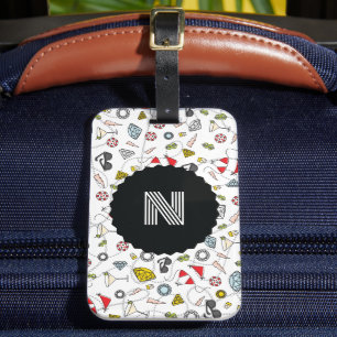 Etiqueta De Bagagem Padrão de festa de piscina de Las Vegas monogramad