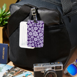 Etiqueta De Bagagem Padrão de Flor - Travesseiro decorativo Roxo