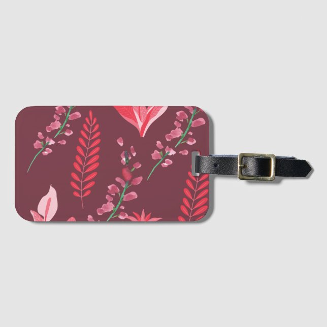 Etiqueta De Bagagem Padrão de flores. (Frente Horizontal)