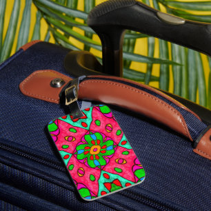 Etiqueta De Bagagem Padrão de Flores de Abstrato exclusivo
