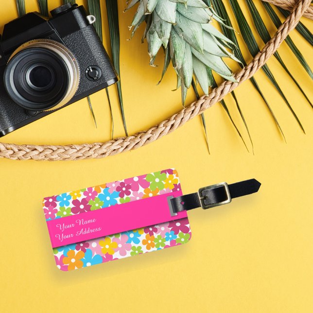 Etiqueta De Bagagem Padrão de flores de primavera bonitas (Criador carregado)