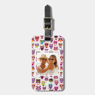 Etiqueta De Bagagem Padrão de fundo de coruja de Fotos Personalizada