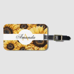 Etiqueta De Bagagem Padrão de Girassóis Amarelo-Amarelo maravilhoso