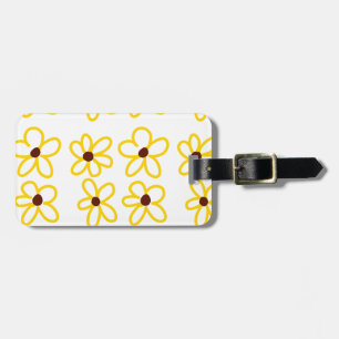 Etiqueta De Bagagem Padrão de girassol castanho-amarelo ventre floral