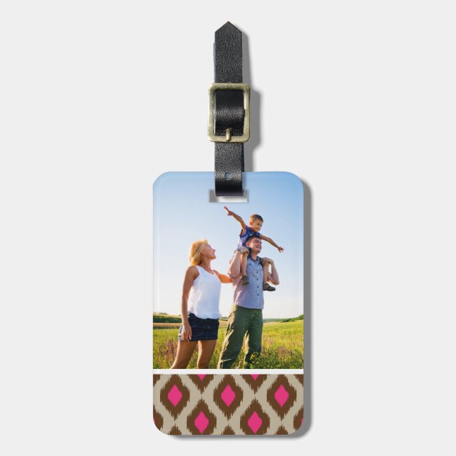 Etiqueta De Bagagem Padrão de ikat personalizado do Photo Modern (Frente Vertical)