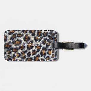 Etiqueta De Bagagem padrão de impressão de leopardo fluffy divertida