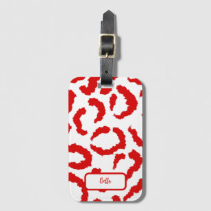 Etiqueta De Bagagem Padrão de Leopardo Vermelho
