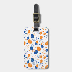 Etiqueta De Bagagem Padrão de limão azul e laranja, com Frutas empinad