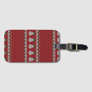 Etiqueta De Bagagem Padrão de Maçã de Tricô de Natal Vermelho Férias