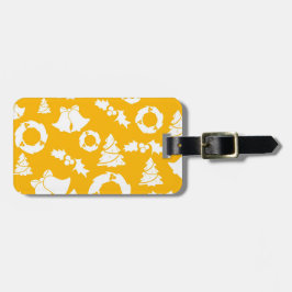 Etiqueta De Bagagem Padrão de Natal Amarelo