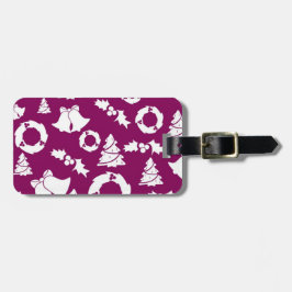 Etiqueta De Bagagem Padrão de Natal Roxo