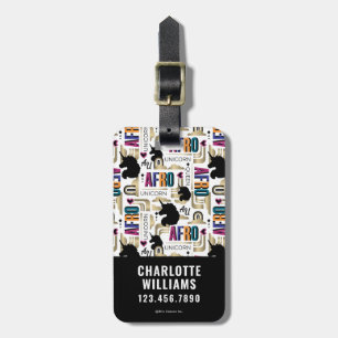 Etiqueta De Bagagem Padrão de Negrito do Afro Unicorn