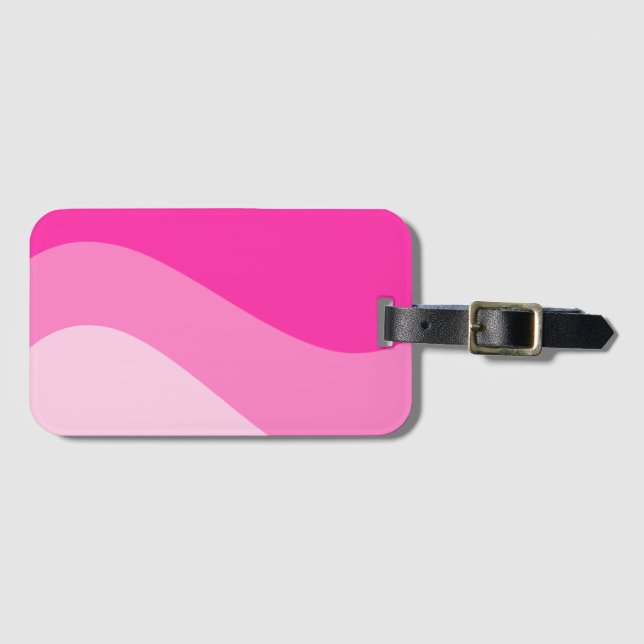 Etiqueta De Bagagem Padrão de Onda de Omã Branca Rosa (Frente Horizontal)