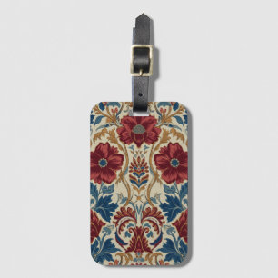Etiqueta De Bagagem Padrão de Papoulas de William Morris Floral Art No