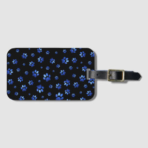 Etiqueta De Bagagem Padrão de pata de cão brilhante azul