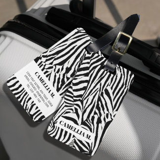 Etiqueta De Bagagem Padrão de Pele da Zebra Branca Tendy Personalizado