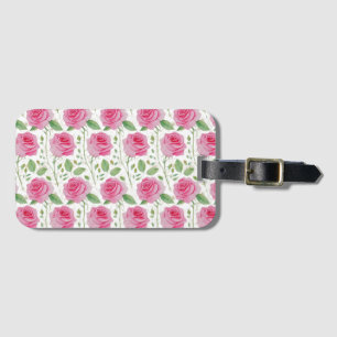 Etiqueta De Bagagem Padrão de repetição floral/rosa
