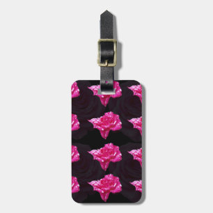 Etiqueta De Bagagem Padrão De Rosa De Camada Rosa Quente E Preta,