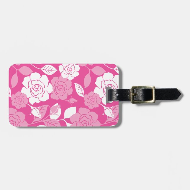 ETIQUETA DE BAGAGEM PADRÃO DE ROSA (ROSA) (Frente Horizontal)