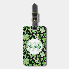 Etiqueta De Bagagem Padrão de Shamrock de Aquarela Verde do Dia de São
