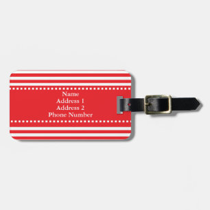 Etiqueta De Bagagem Padrão de Stripes Vermelhas e Brancas