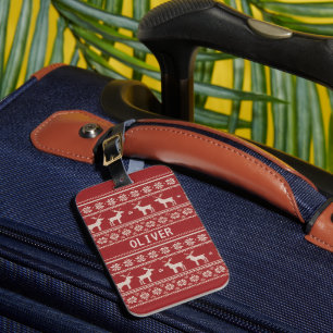 Etiqueta De Bagagem Padrão de Tricô de Rena Nórdica Personalizado