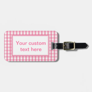 Etiqueta De Bagagem Padrão de Verificação de Gingham Rosa