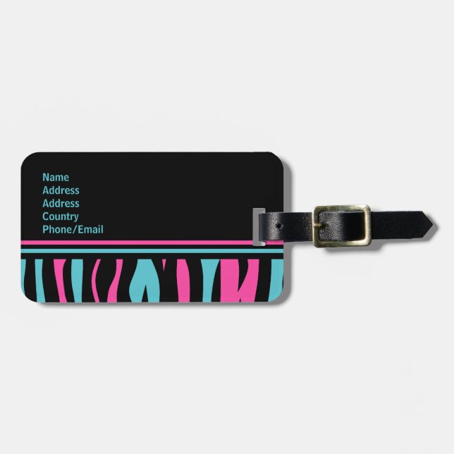 Etiqueta De Bagagem Padrão de zebra cinza (Frente Horizontal)