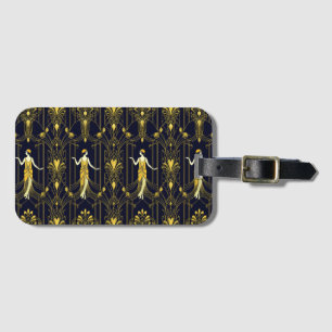 Etiqueta De Bagagem Padrão decorativo dourado e preto Gabsy