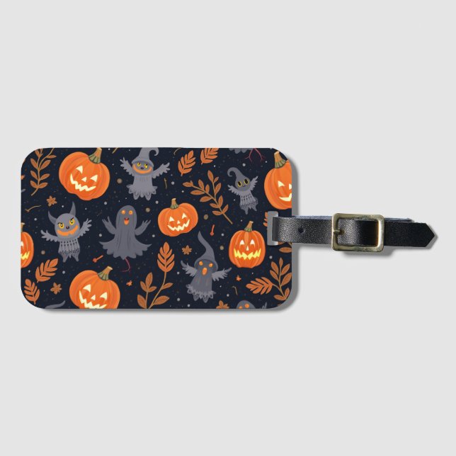 Etiqueta de Bagagem Padrão do Halloween (Frente Horizontal)