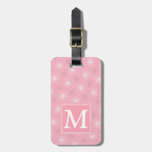 Etiqueta De Bagagem Padrão dos círculos cor-de-rosa monograma