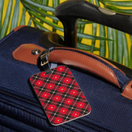 Etiqueta De Bagagem Padrão Dourado de Xadrez do Lumberjack preto verme