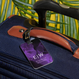 Etiqueta De Bagagem Padrão Elegante de Monograma Moderno Minimalista