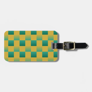 Etiqueta De Bagagem Padrão elegante em verde e ouro