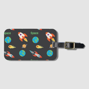 Etiqueta De Bagagem Padrão espacial em preto